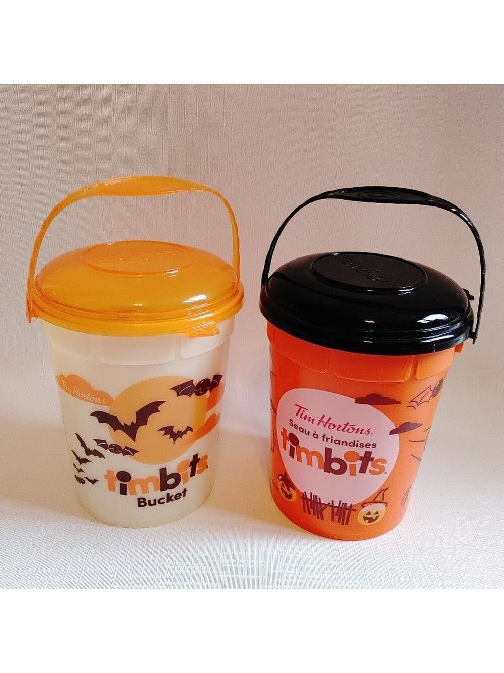 Tim Hortons Halloween Buckets Complete Pair 2022 and 2023 Whirley Plastic